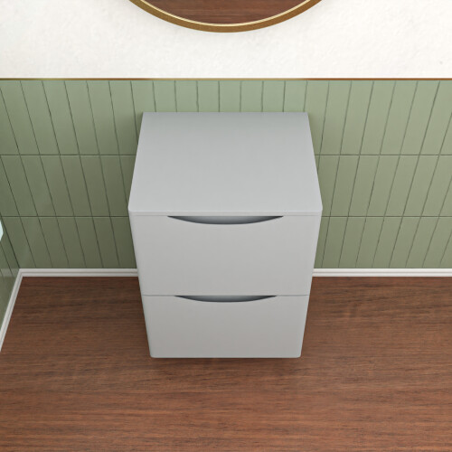NES Home Nes Home Matte Grey 500mm 2 Drawer Work Top Freestanding Bathroom Vanity Unit 1