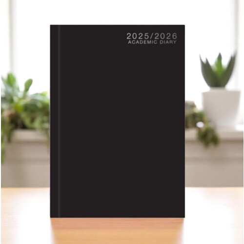 Black A5 Academic Diary Week To View Planner Hard Cover Organiser