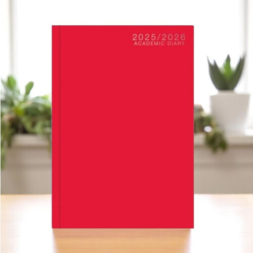 Red A5 Academic Diary Week To View School Planner Hard Cover Organiser