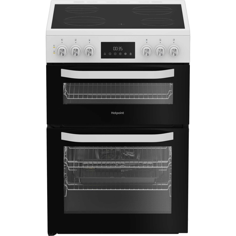 Hotpoint HDE6VDW 60cm Electric Double Cooker with Multiflow - White