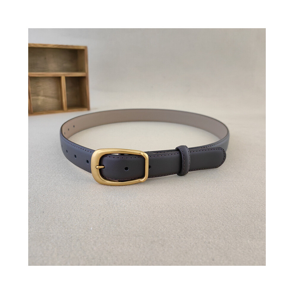 (Brown)Ceinture femme style minimaliste ceinture métal boucle carrée robe costume shapewear ceinture