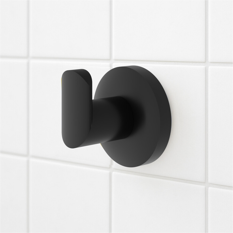 Nes Home Matte Black Round Rob Hook - Set of 4