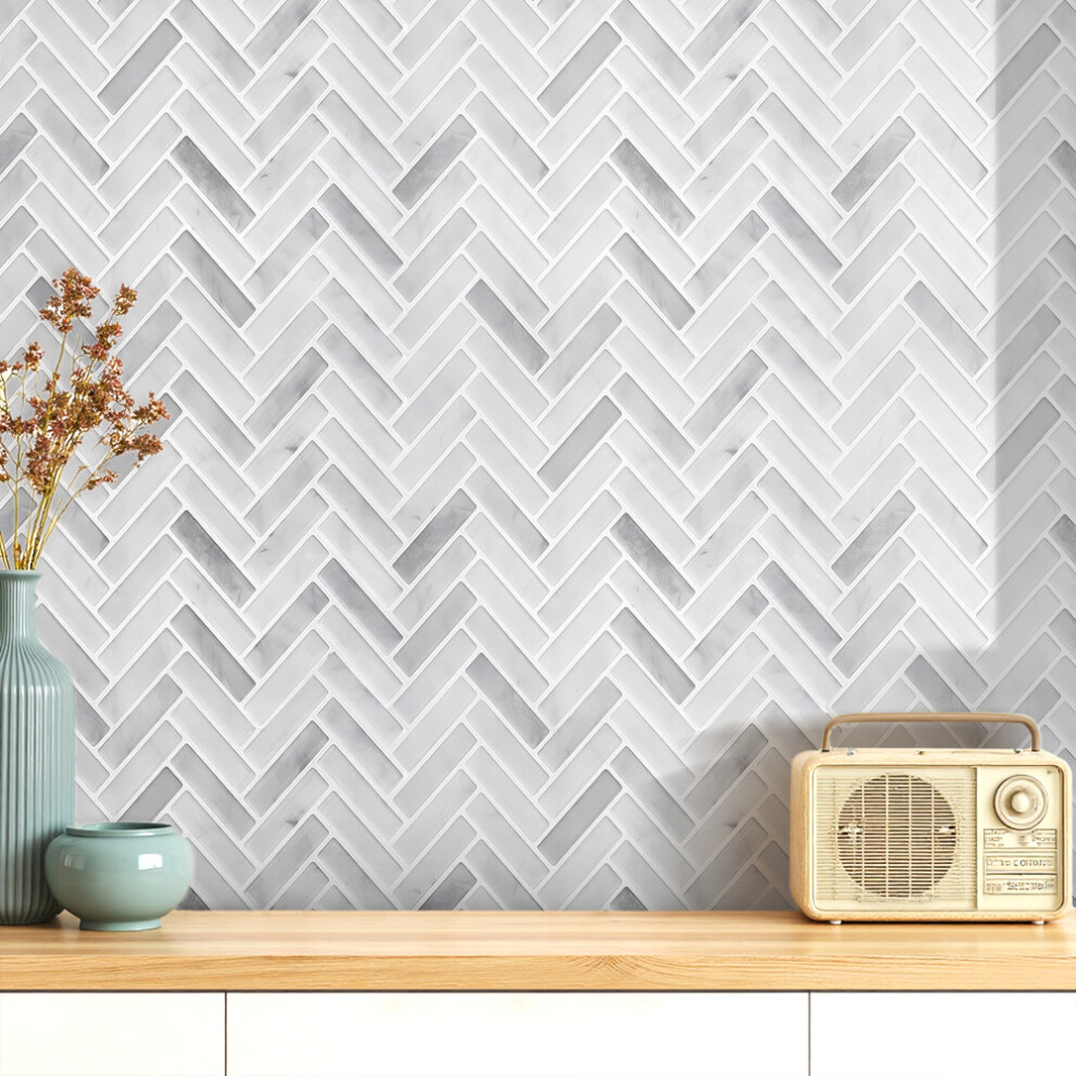 10Pcs Self-Adhesive Wall Tile Stickers, Grey
