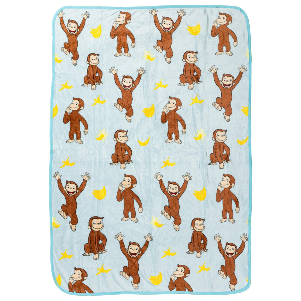 Silver Buffalo Curious George Monkey Banana Fleece- Berwurf, 114,3 X 152,4 Cm, Weich Und Gem Tlich, 185 G/M-image