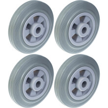 160mm 6" Rad grau gummibereift mit Kunststoffkern 540kg Tragfähigkeit, 4er Set