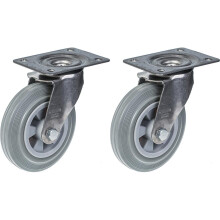 160mm 6" rodízio de aço inoxidável, borracha cinzenta, giratório, 270kg, conjunto de 2