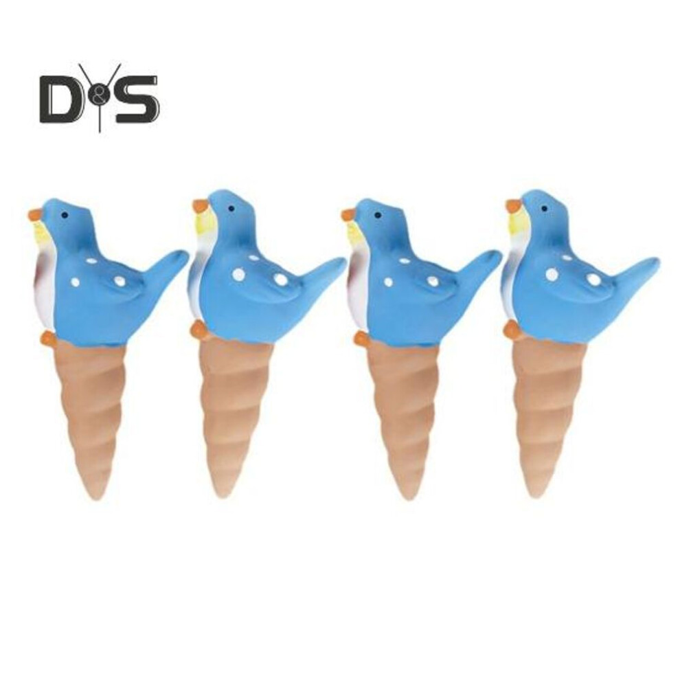 (blue) 4 Pcs Bird Shaped Self-watering Spikes Terracotta Clay Plant Watering Globes Planter Pot Insert Automatic Waterer For Garden Balcony