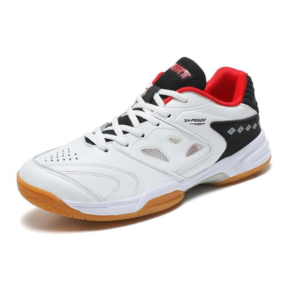 (white,red, 46) Mens Professional Badminton Shoes Tennis Sneakers For Training Volleyball Indoor Outdoor Table Tennis Women Breathable Sport