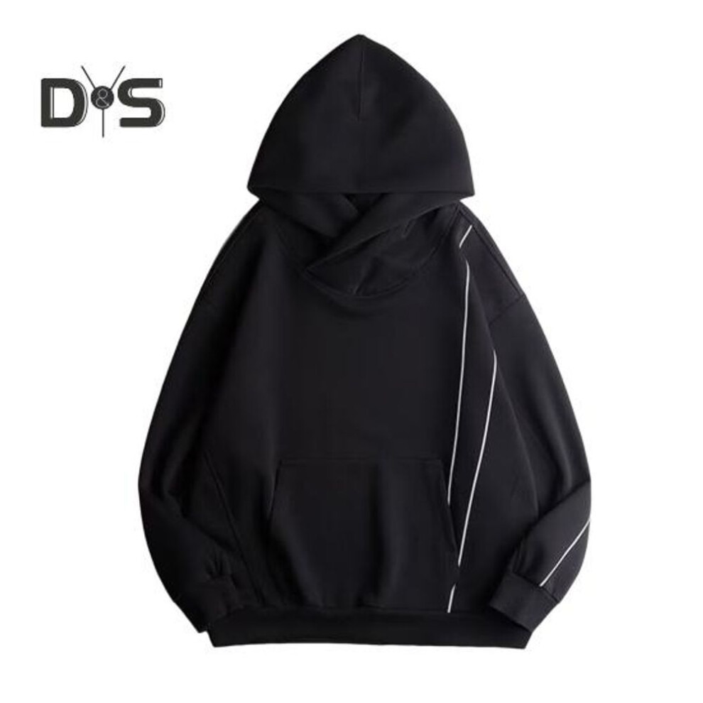 (3XL, black) Winter Unisex Hoodie With Neck Protection High Collar And Hood Hip Hop Style Oversized Big Front Pocket Thickened Warmth Rentention Outerwear