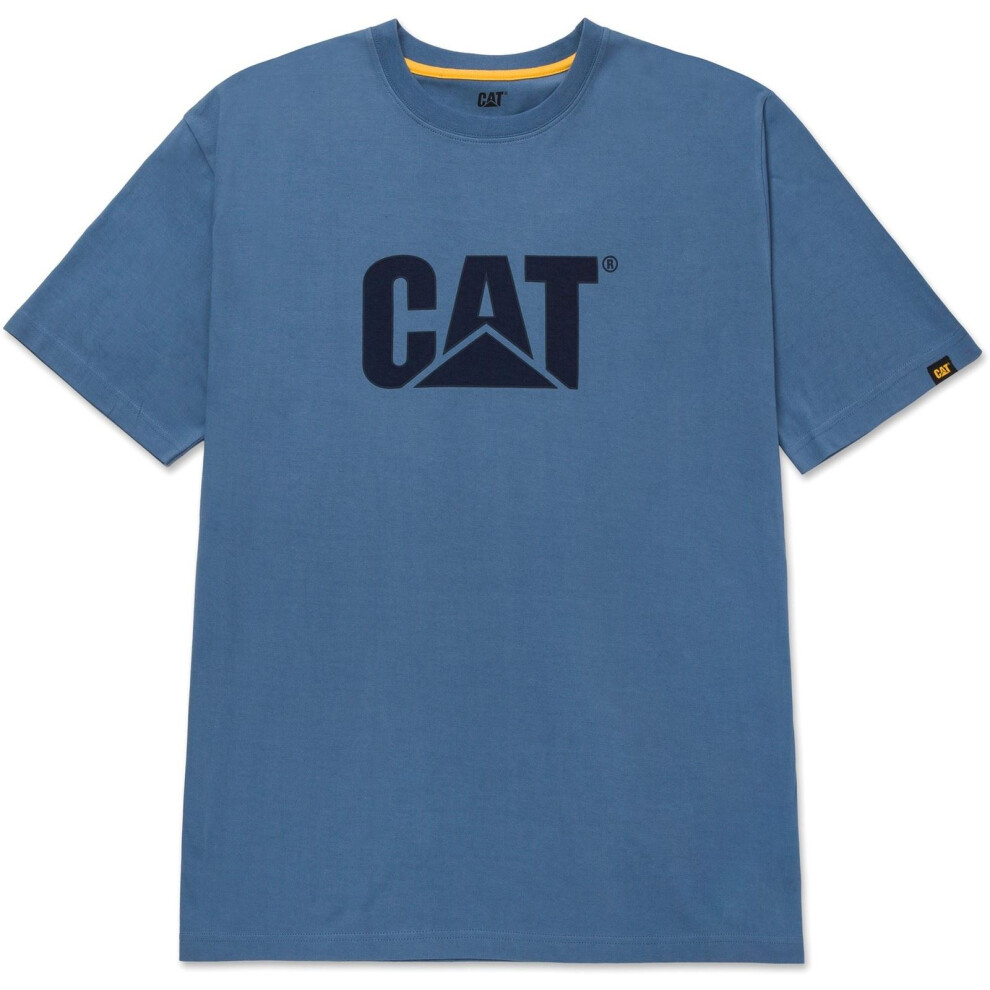 Cat (Blue, Xxxxl) Caterpillar Trademark Logo Cotton Men's Blue T-Shirt