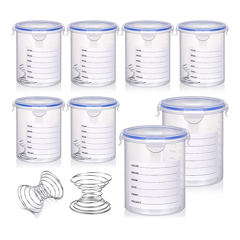 8 Sets Paint Container With Stainless Steel Mixing Ball Touch Up Storage Cups For Repainting Leftover Paint,1000Ml 4852404161469