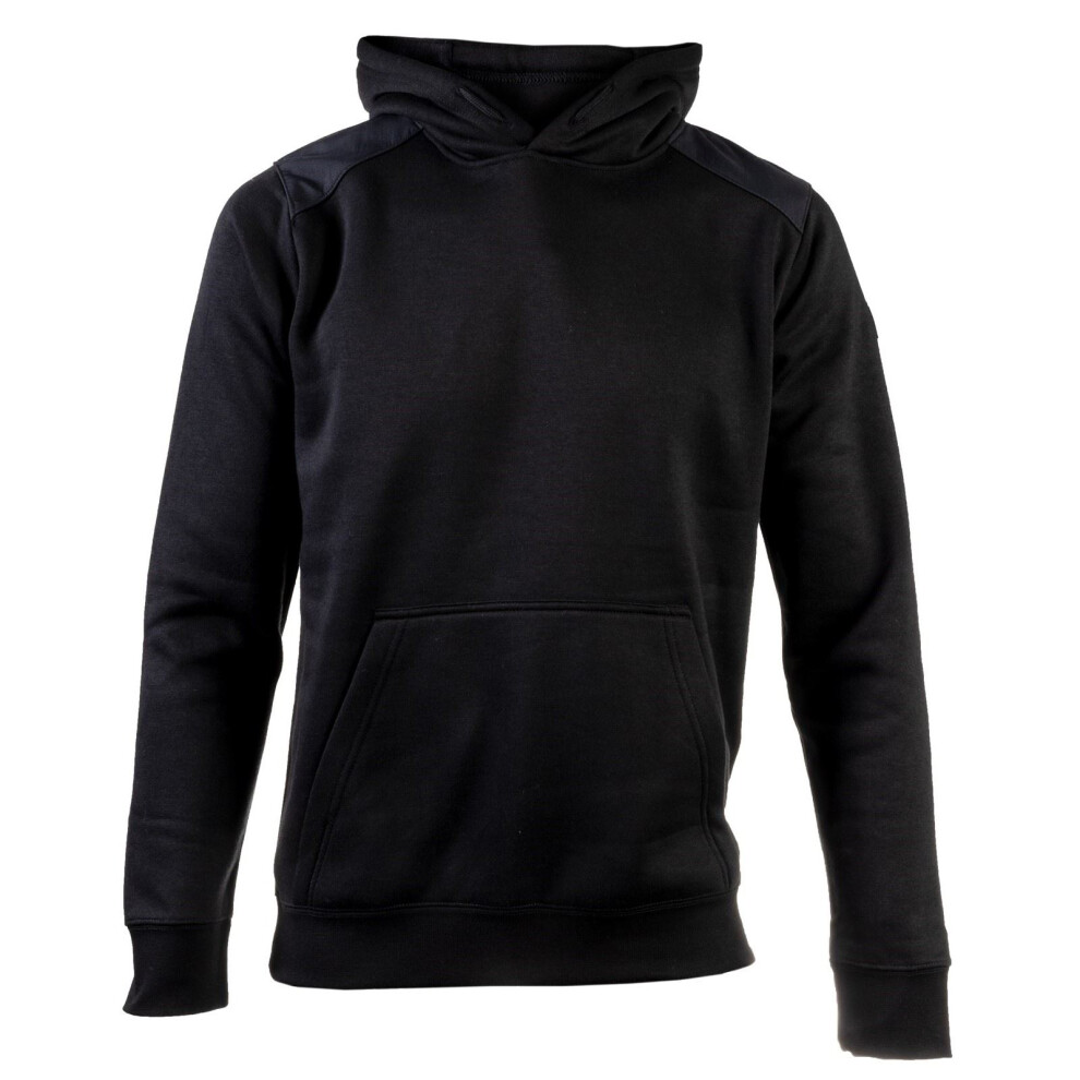 (Black, M) Caterpillar Essentials Polyester Men's Black Hooded Sweatshirt
