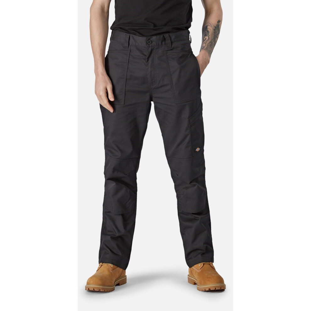 (Black, 30) Dickies Action Flex Polyester Men's Black Outdoor Trousers