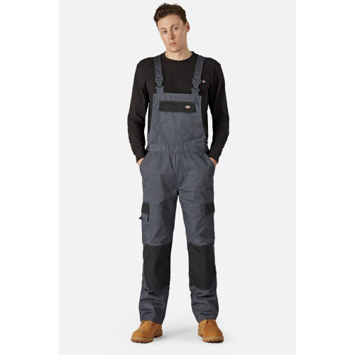 Dickies (Grey, S) Dickies Everyday Bib and Brace Polyester Men's Grey Work Overall