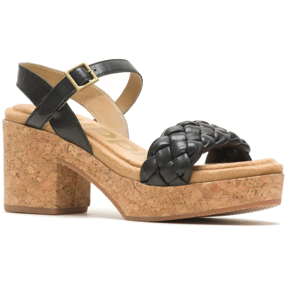 (Black, 5 (Adults')) Hush Puppies Poppy Quarter Strap Leather Women's Black Sandals