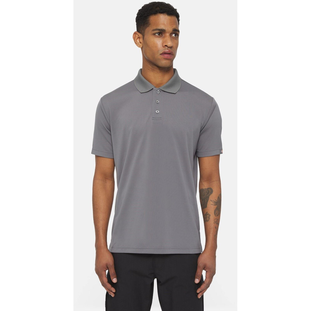 (Grey, S) Dickies Everyday Polyester Men's Grey Polo Shirt