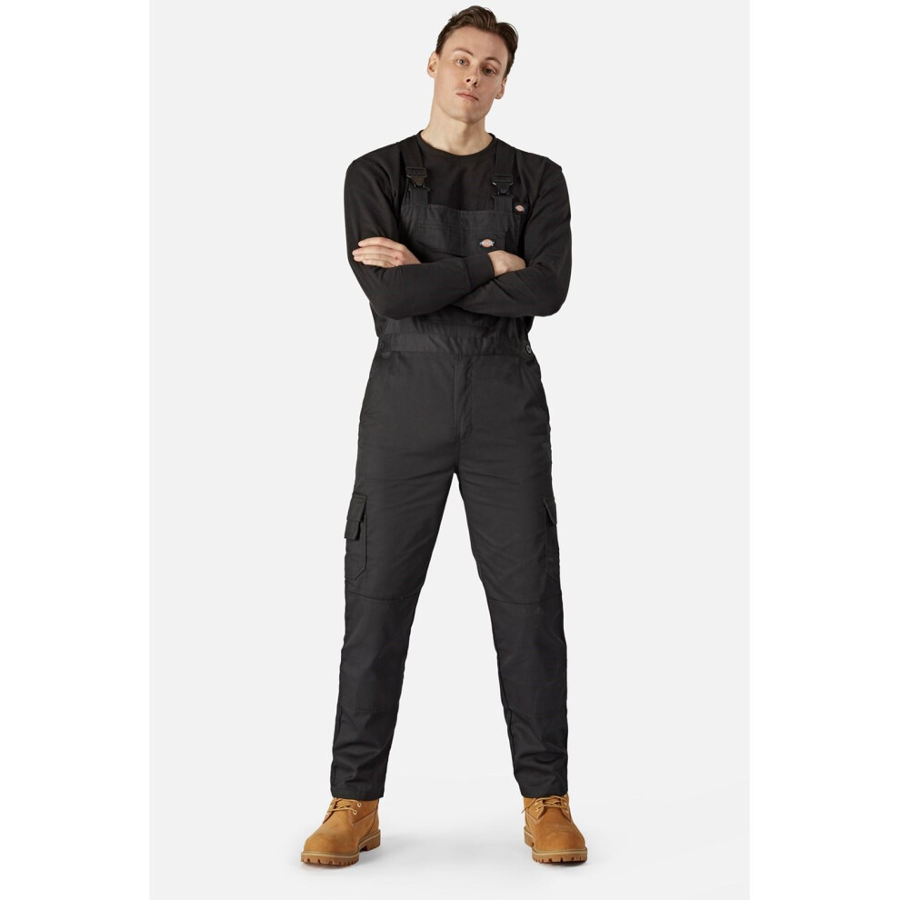 (Black, S) Dickies Everyday Bib and Brace Polyester Men's Black Work Overall