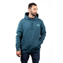 (Blue, M) Caterpillar Trademark Banner Cotton Men's Blue Hooded Sweatshirt