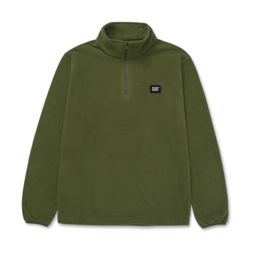 CAT (Green, M) Caterpillar Cat Microfleece Quarter Zip Polyester Men's Green Sweatshirt 2