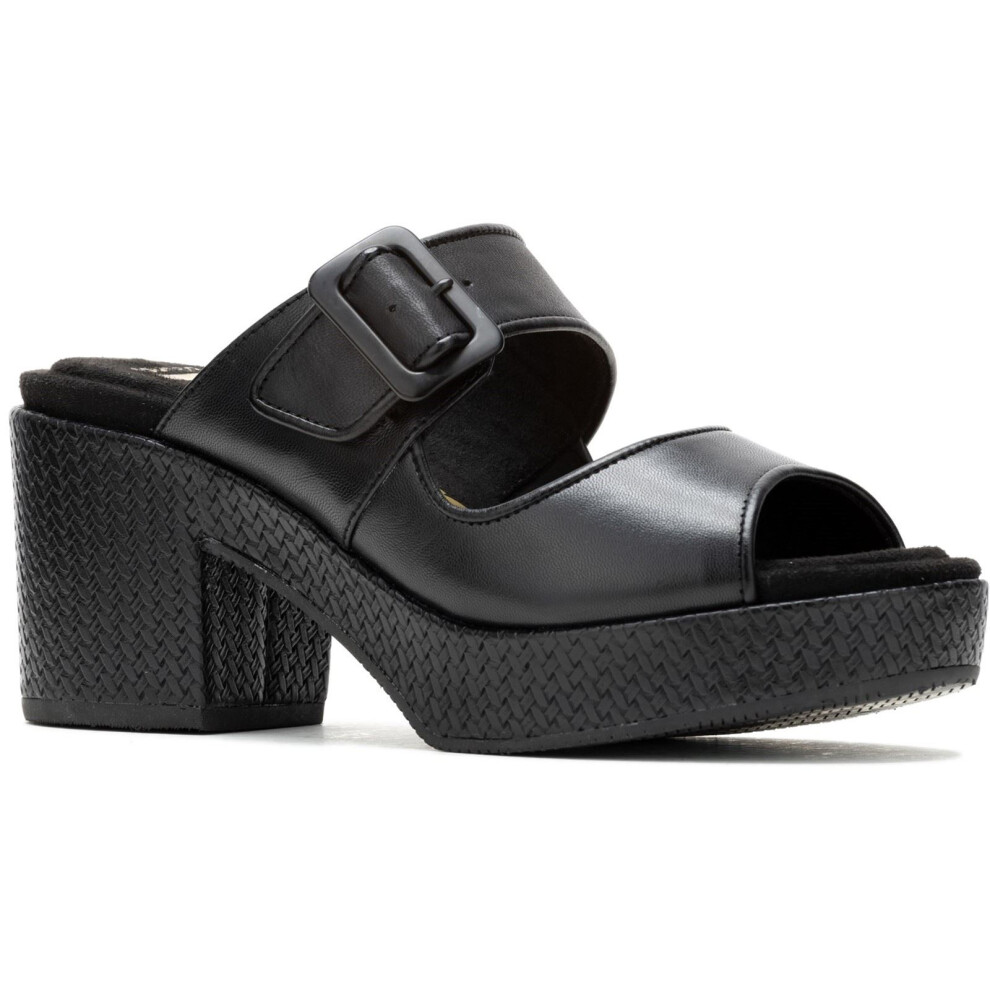 (Black, 4 (Adults')) Hush Puppies Poppy Leather Women's Black Sandals