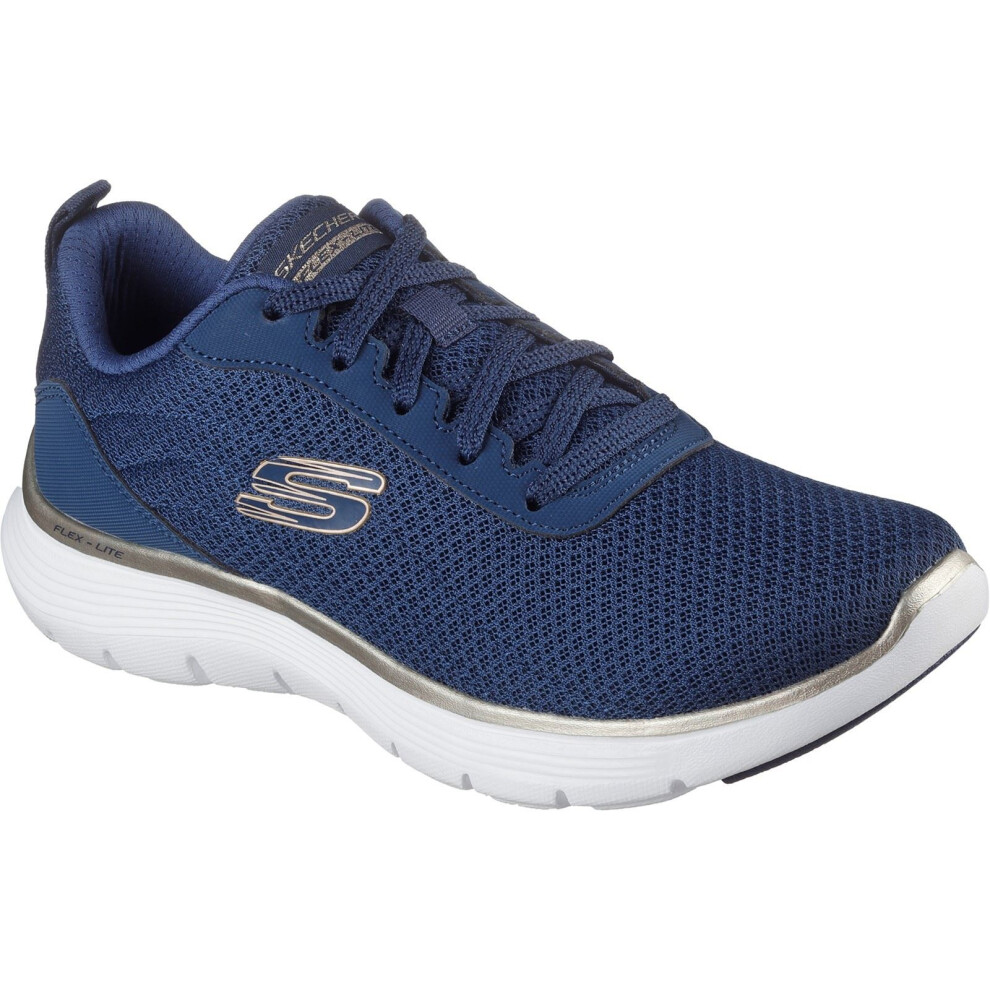 Skechers (Blue, 7 (Adults')) Flex Appeal 5.0 Uptake Textile Women's Navy/Gold Trainers