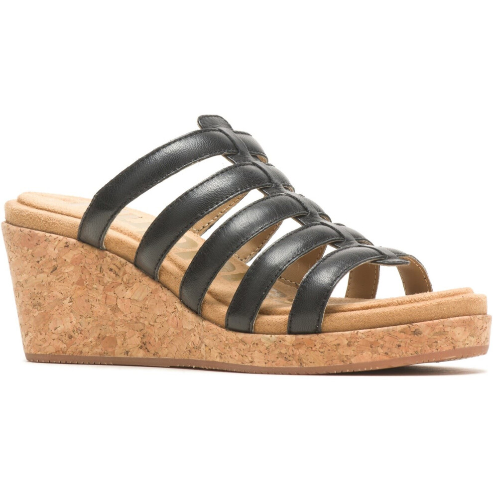 (Black, 4 (Adults')) Hush Puppies Willow Slide Leather Women's Black Wedges