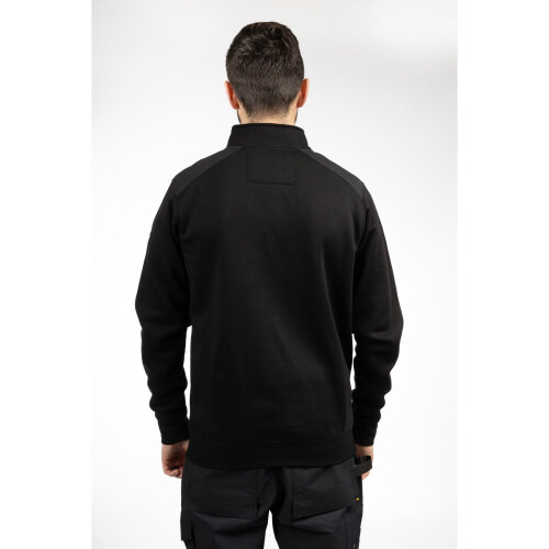 CAT (Black, S) Caterpillar Essential 1/4 Zip Polyester Men's Black Sweatshirt 1