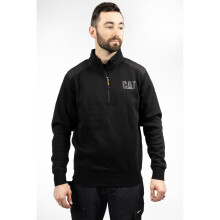 (Black, S) Caterpillar Essential 1/4 Zip Polyester Men's Black Sweatshirt