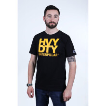(Black, S) Caterpillar Heavy Duty Cotton Men's Black T-Shirt
