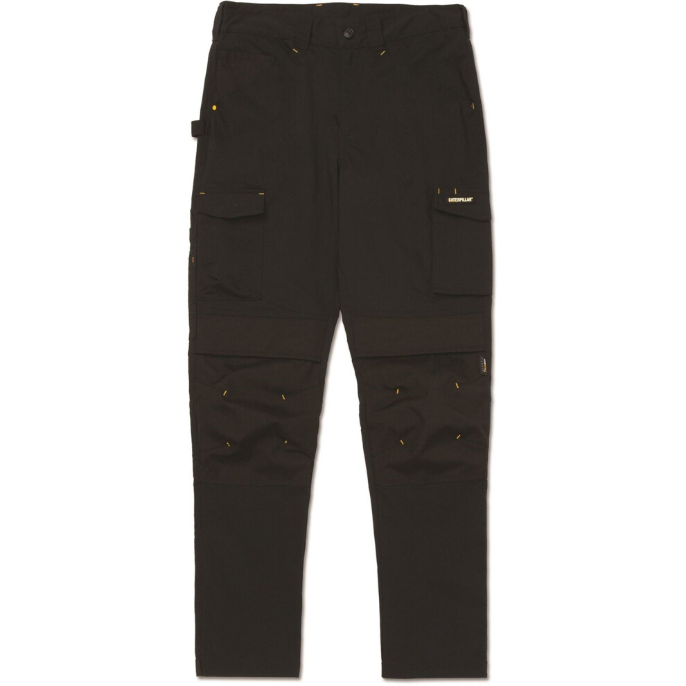 Cat (Black, 38") Caterpillar Nexus Knee Pocket Stretch Cotton Men's Black Outdoor Trousers