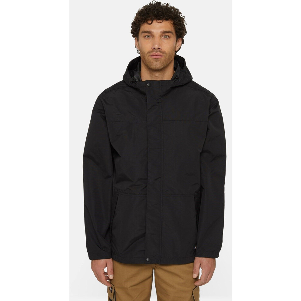 (Black, S) Dickies Waterproof Men's Black Rain Jacket