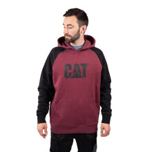 (Red, M) Caterpillar Raglan Cotton Men's Red Hooded Sweatshirt