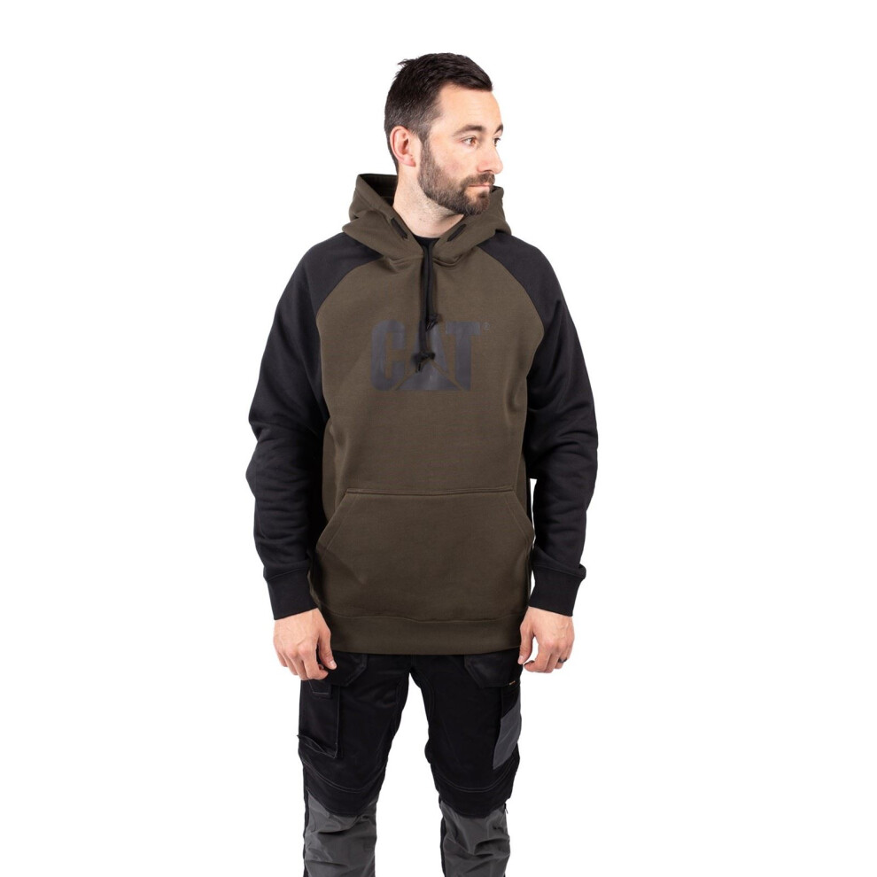 Cat (Not Specified, M) Caterpillar Raglan Cotton Men's Moss Hooded Sweatshirt