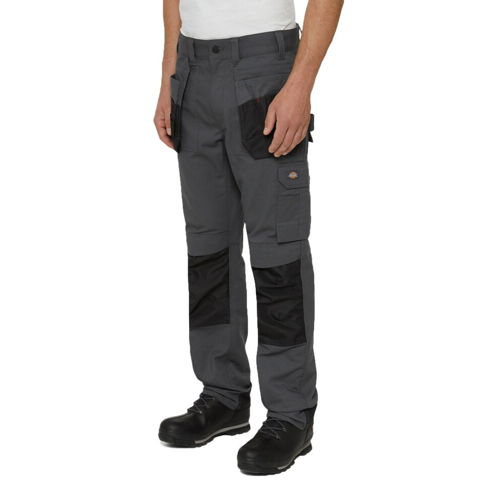 (Not Specified, 34) Dickies Multi Pocket Utility Polyester Men's Grey Work Trousers