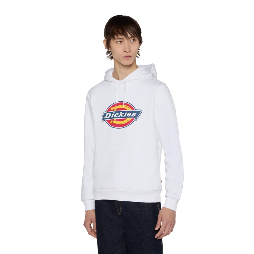 (White, XXL) Dickies Icon Logo Polyester Unisex Adults White Hooded Sweatshirt
