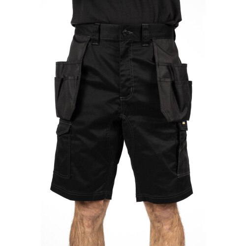 CAT (Black, 32) Caterpillar Essential Stretch Holster Polyester Men's Black Work Shorts