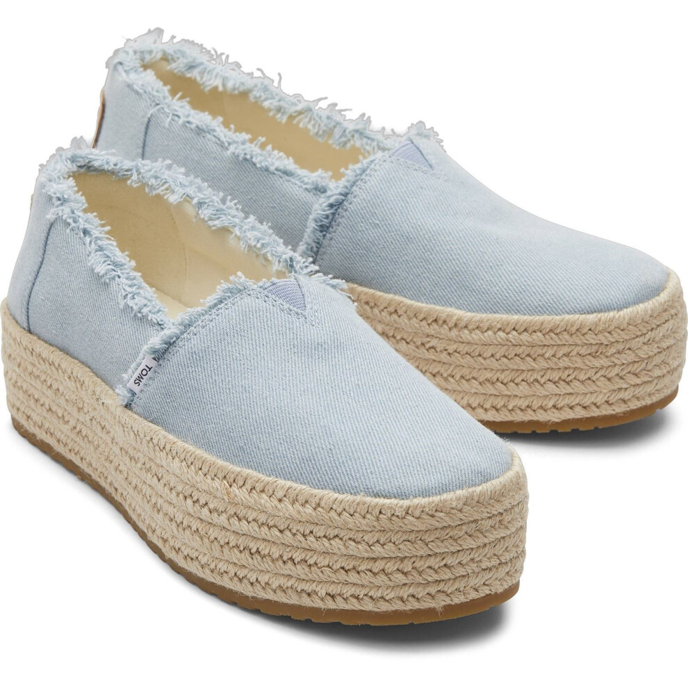 (Blue, 4 (Adults')) TOMS Valencia 100% Cotton Women's Pastel Blue Espadrilles