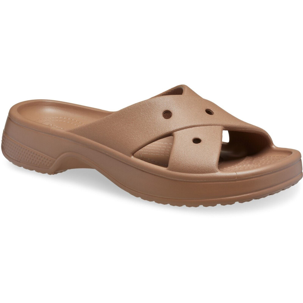 (Brown, 6 (Adults')) Crocs Classic Cross Strap Thermoplastic Women's Milk Chocolate Sandals