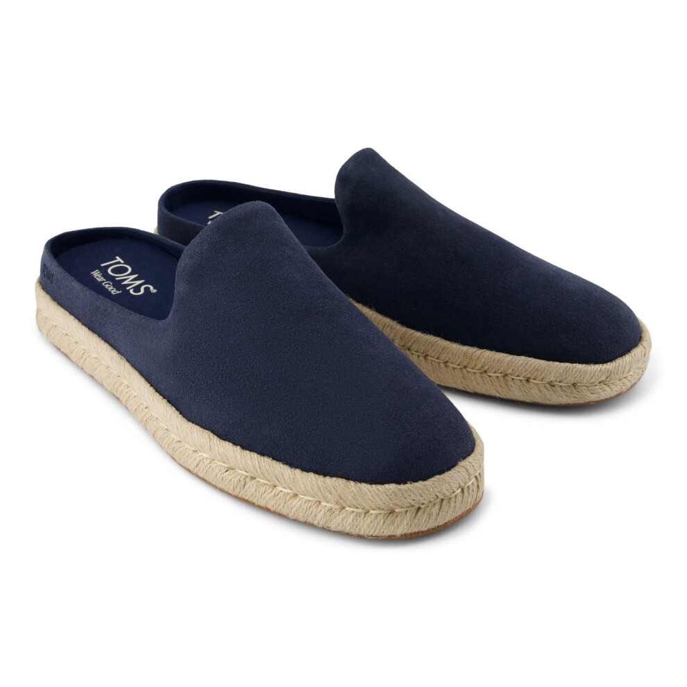 (Blue, 12 (Adults')) TOMS Santiago Mule Leather Men's Navy Mules