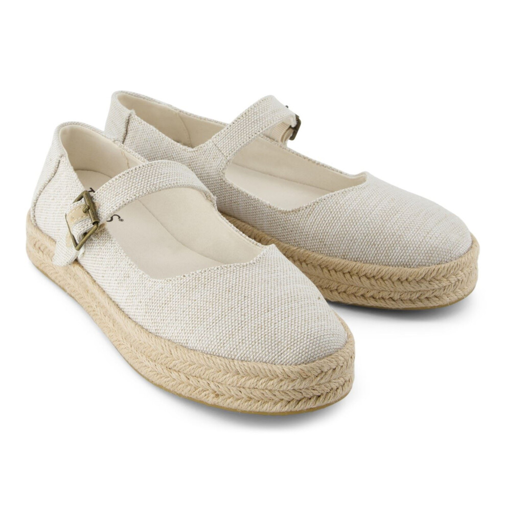 (Not Specified, 6 (Adults')) TOMS Carolina Mary Jane Nylon Women's Natural Espadrilles