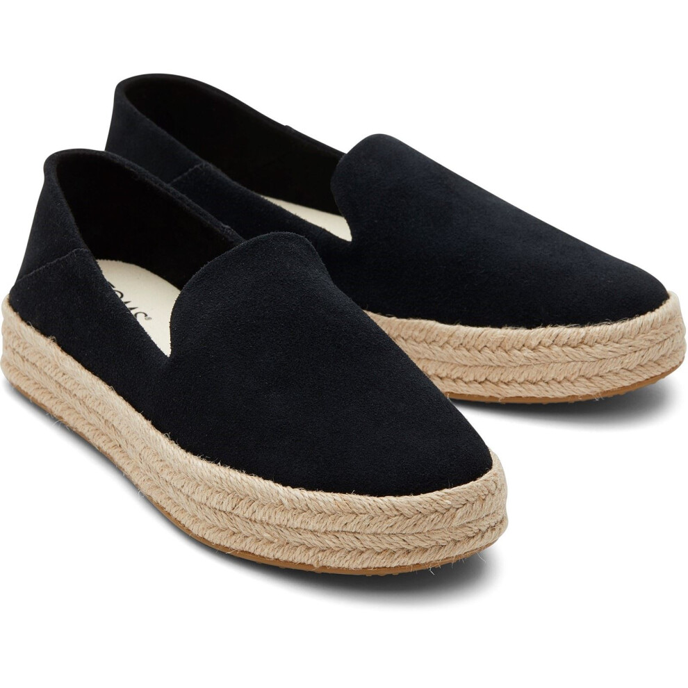 (Black, 8 (Adults')) TOMS Carolina 100% Cow Women's Black Espadrilles