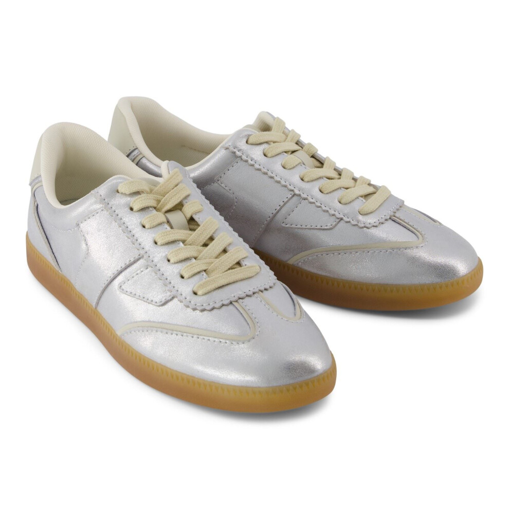 (Silver, 4 (Adults')) TOMS Collins Leather Women's Silver Trainers