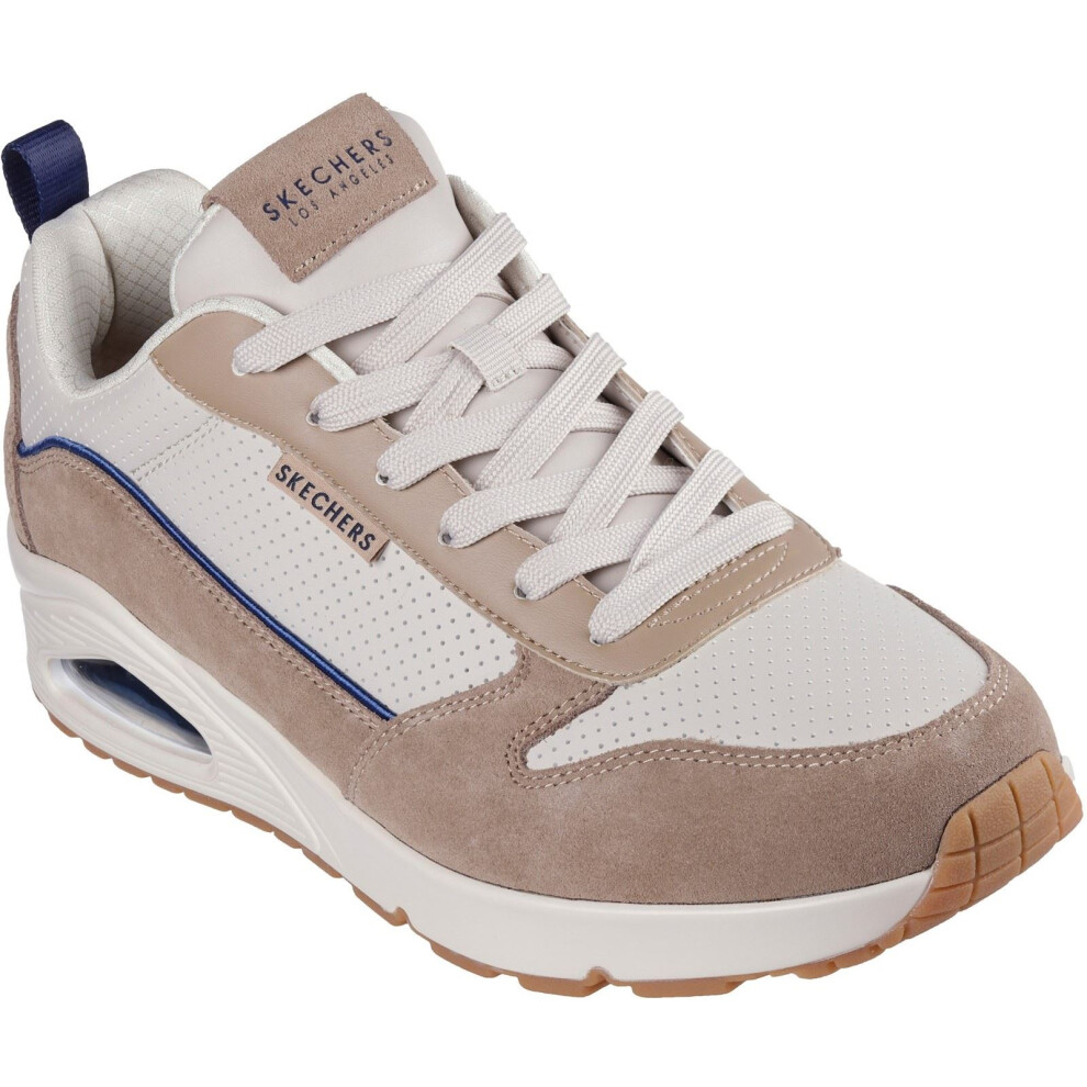 (Brown, 7 (Adults')) Skechers Uno Stacre 2.0 Leather Men's Sand Trainers