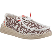 (Brown, 4 (Adults')) HEYDUDE Wendy Espadrille Retro Palm Cotton Blend Women's Downtown Brown/Egret Espadrilles