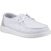 (Blue, 5 (Adults')) HEYDUDE Wendy Eyelet Lace Cotton Blend Women's Ancient Blue Moccasins Shoes