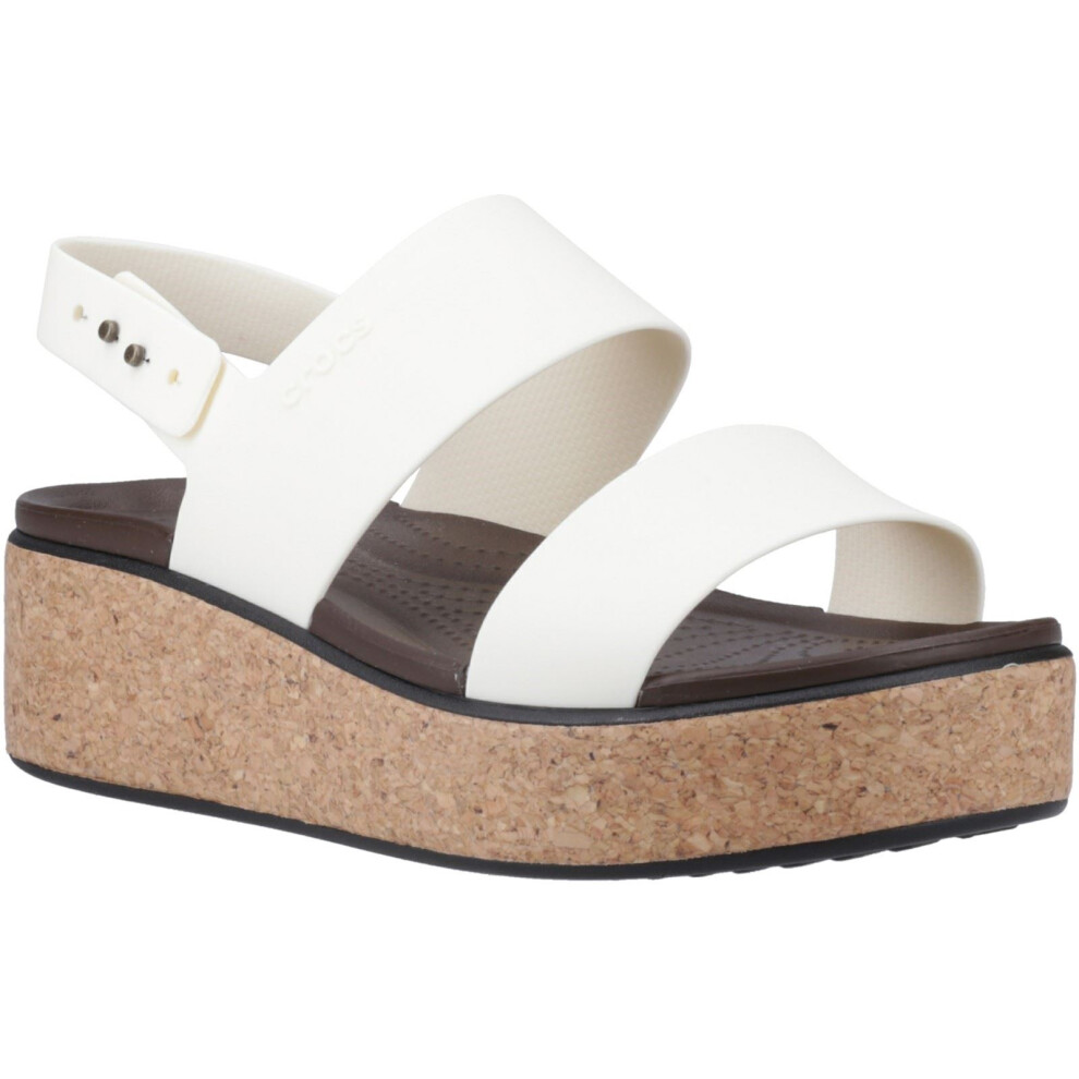 (White, 4 (Adults')) Crocs Brooklyn Cork Women's Chalk Sandals