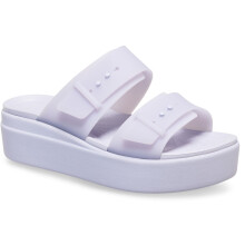 (Purple, 5 (Adults')) Crocs Brooklyn Buckle Low Wedge Women's Purple Moon Sandals
