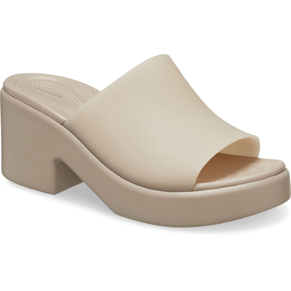 (Brown, 4 (Adults')) Crocs Brooklyn Slide Heel Women's Taupe Sandals