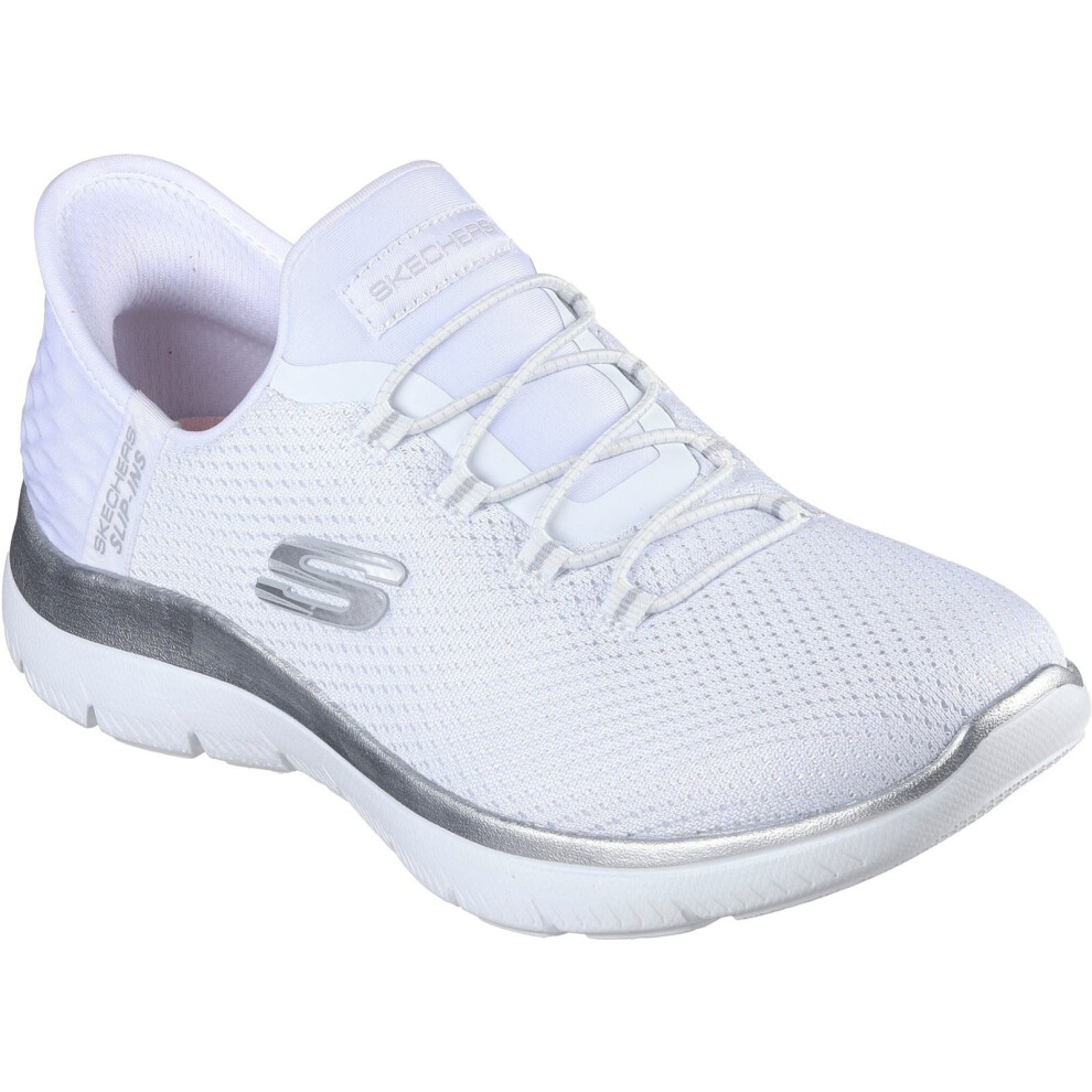 Skechers (White, 3 (Adults')) Summits Diamond Dream Textile Women's White/Silver Trainers