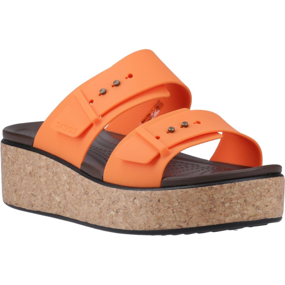 (Brown, 4 (Adults')) Crocs Brooklyn Buckle Women's Topaz Wedges